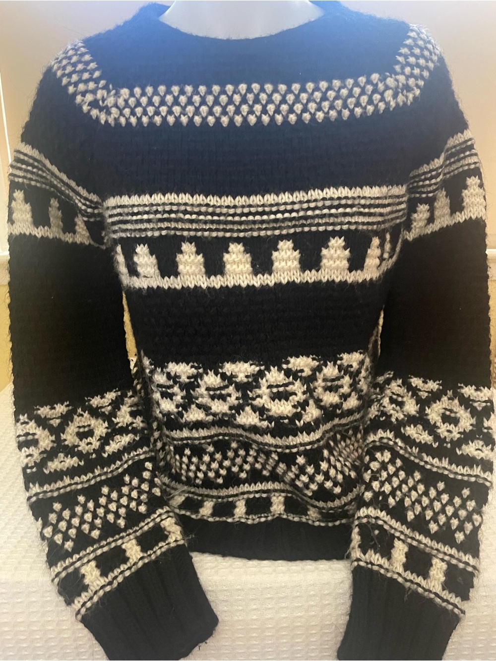 Zara Black & White Patterned Women's Sweater Size M